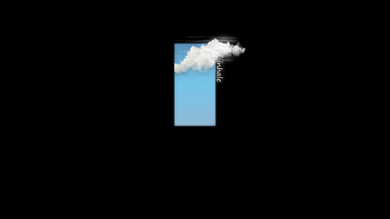 Minimalist digital art with clouds and text