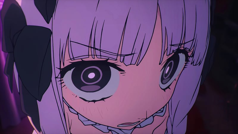 Anime girl from Fate/strange Fake looking at viewer