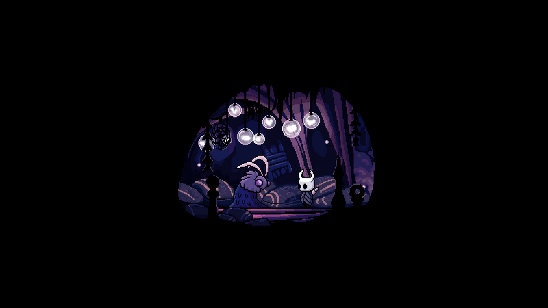 Hollow Knight characters in a dimly lit cave