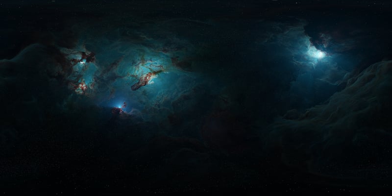 Digital artwork of glowing nebula clouds in deep space