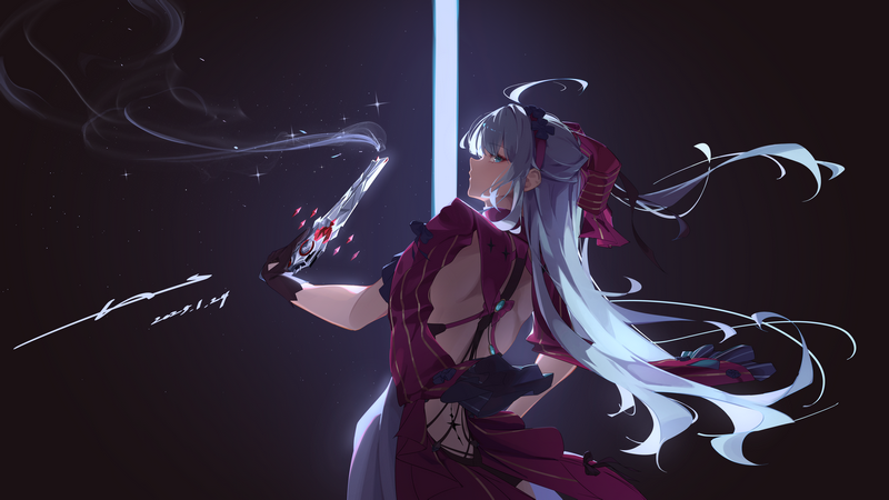 Carlotta from Wuthering Waves holding a gun