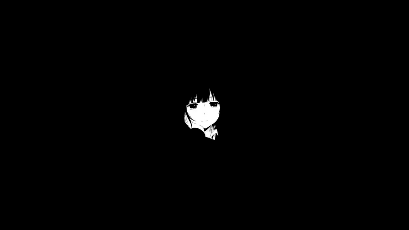 Minimalist anime girl on black background