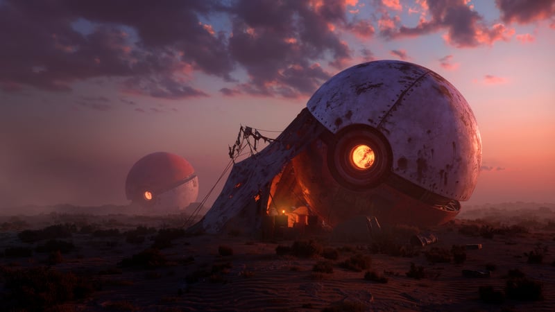 Apocalyptic Poké Balls in a Desert Wasteland