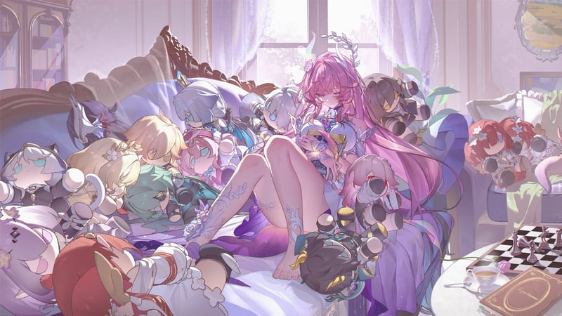 Honkai: Star Rail characters on a couch