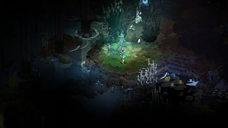 Hades II (Game) character in a dark, watery environment