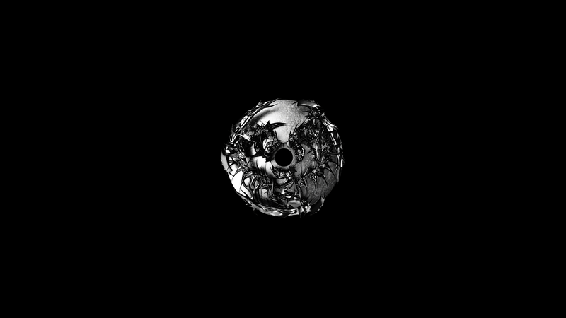 Monochrome abstract orb with tribal patterns