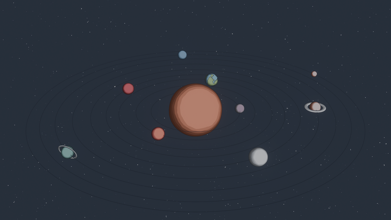 Solar System with planets orbiting the Sun