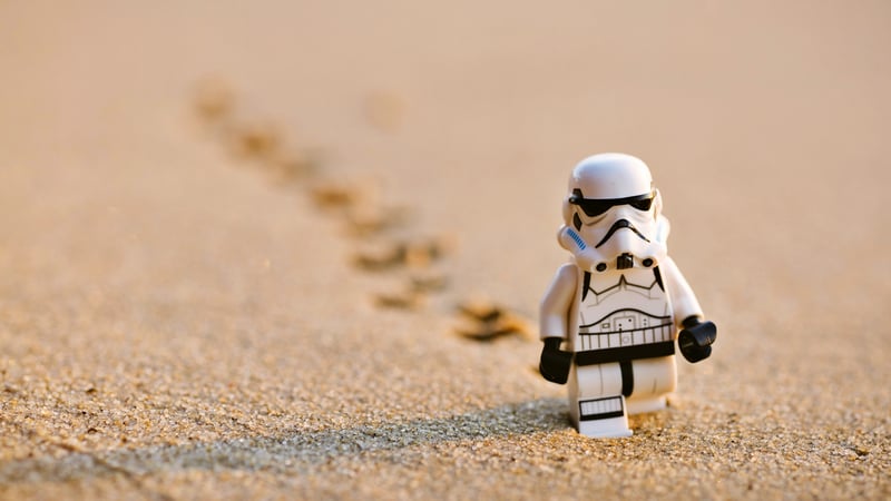 LEGO Star Wars Imperial Stormtrooper on a sandy beach
