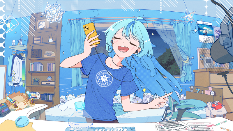 Tamanoi Nana singing and dancing while listening to music