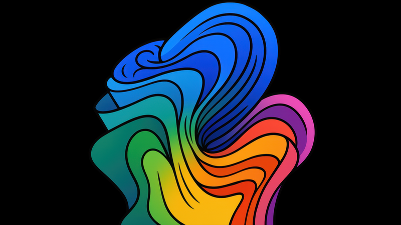 Abstract colorful waves on black background