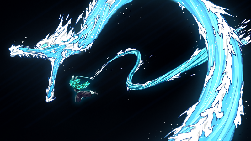 Kamado Tanjiro uses Water Breathing: Tenth Form - Dragon.