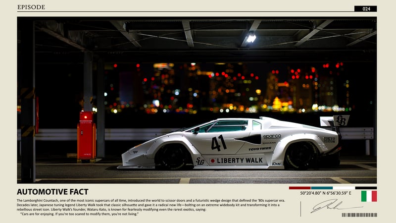 Lamborghini Countach Liberty Walk Supercar at Night