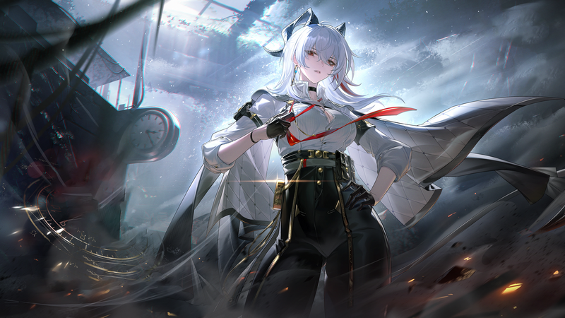 Zani from Wuthering Waves with white hair and horns