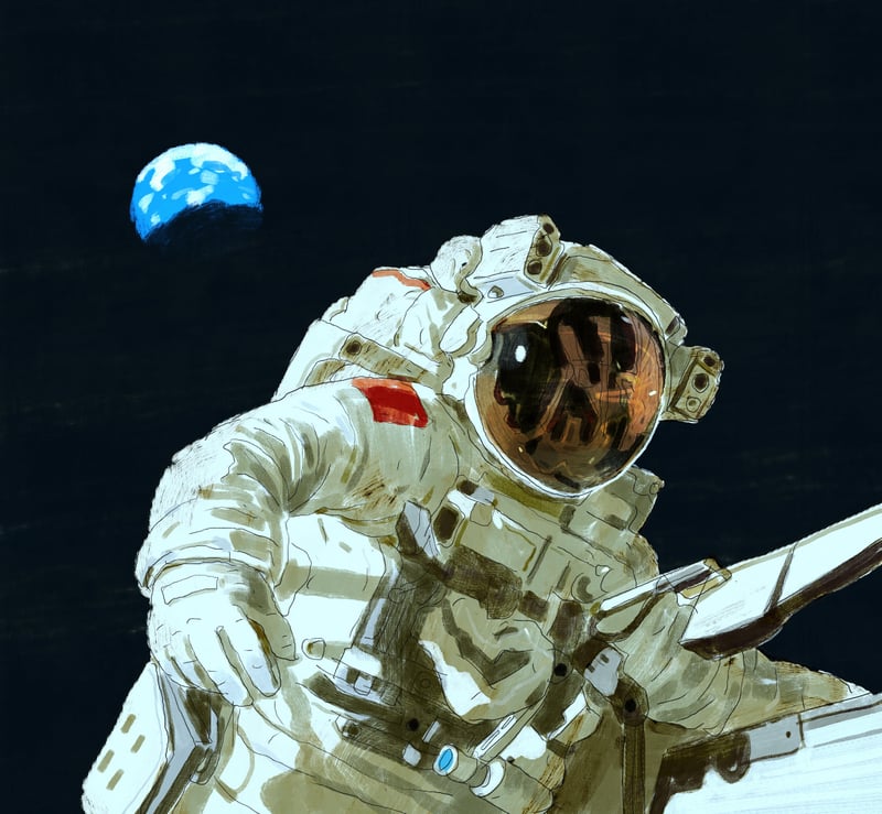 Astronaut in space with Earth in the background
