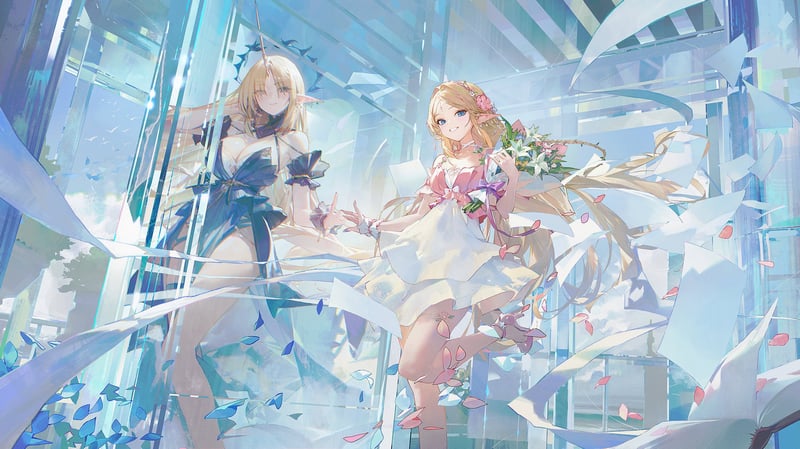 Cartethyia and companion in a light-filled environment