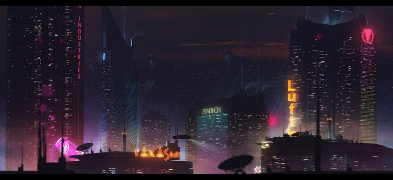 Blade Runner 2049 Cityscape with Neon Lights