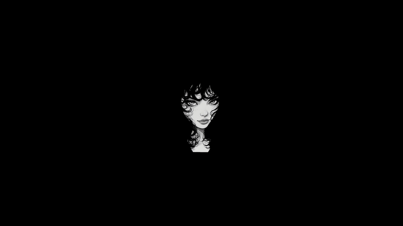Anime girl with curly hair and striking eyes