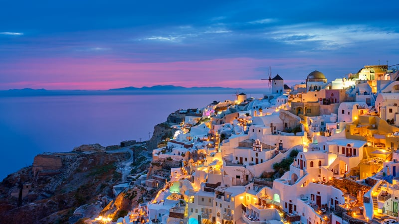 Oia Town Santorini Greece Sunset Landscape