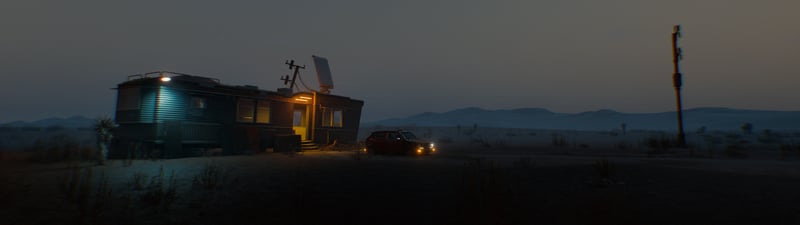 Cyberpunk 2077 video game art of a car near a building at night