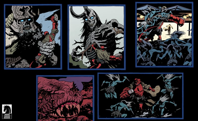 Hellboy fighting monsters and demons