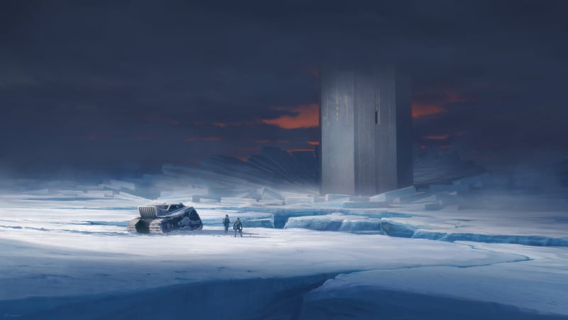 People and vehicle near ice structure in 4K