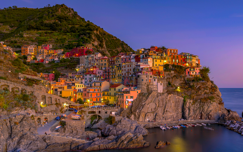Manarola village on a cliffside in Cinque Terre, Italy