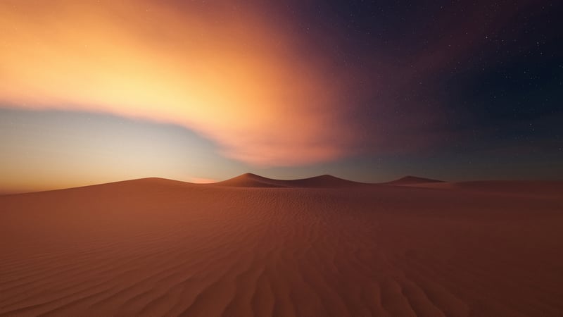 4K Digital Painting of a Desert Landscape at Sunset