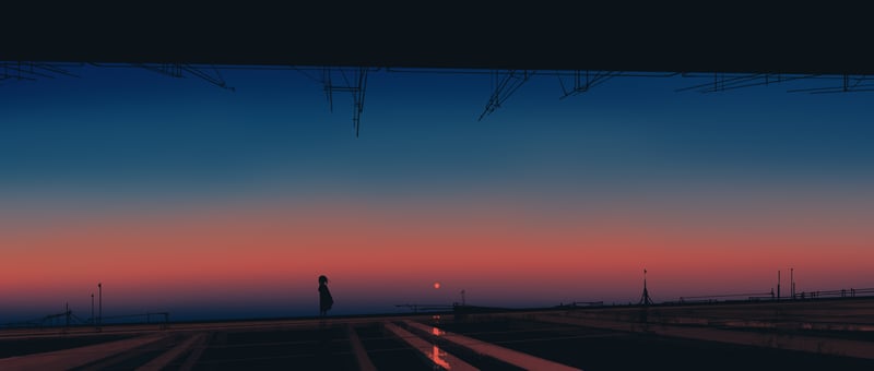 Silhouette of a person against a vibrant sunset