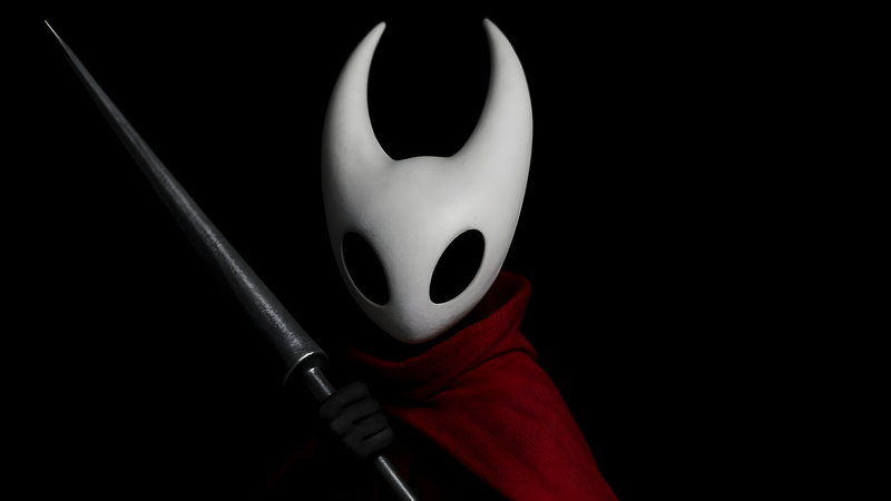 Hornet from Hollow Knight with a sword