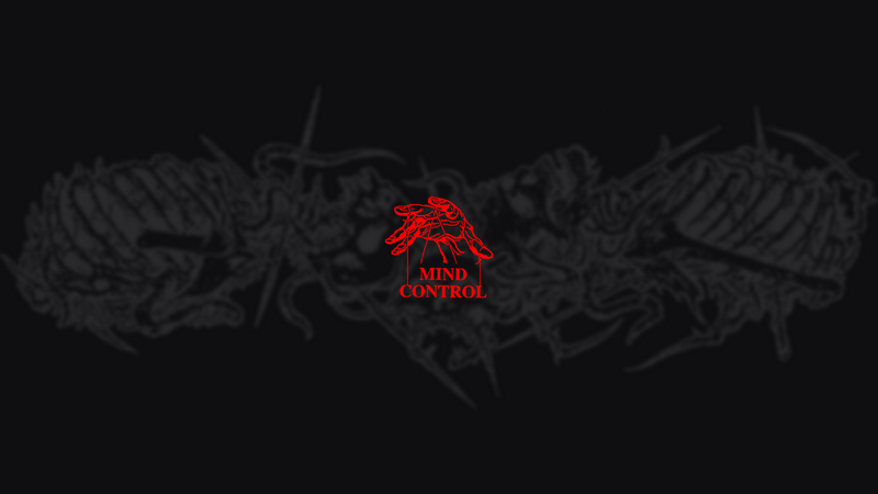 Red hand with Mind Control text on dark background