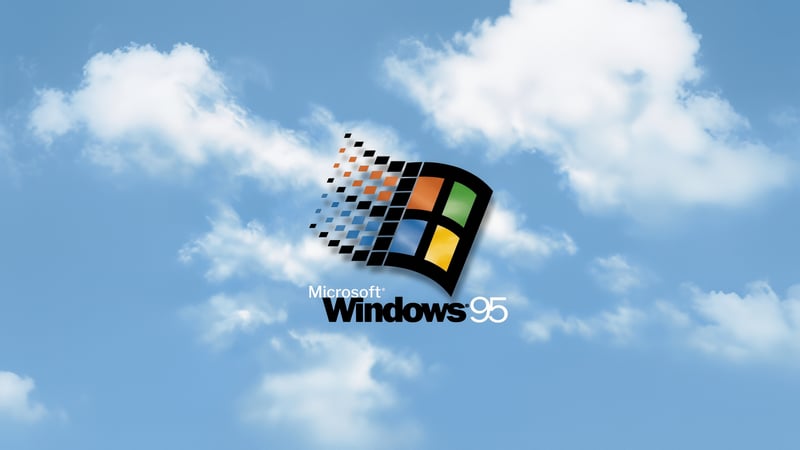 Microsoft Windows 95 Logo with Clouds