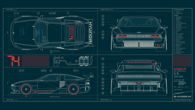Hyundai N Vision 74 Blueprint Schematics