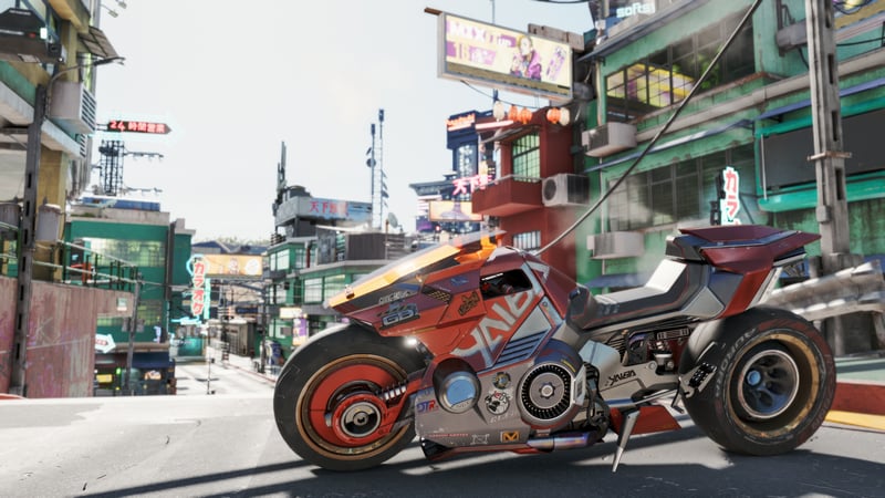 Kusanagi CT-3X motorcycle in Night City