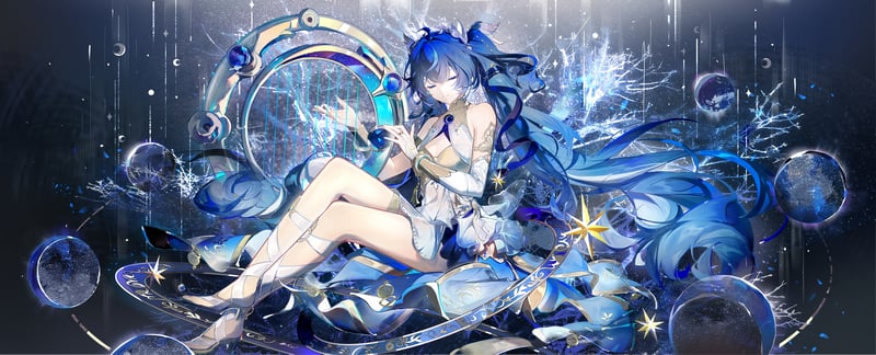 Iuno (Wuthering Waves) playing a harp