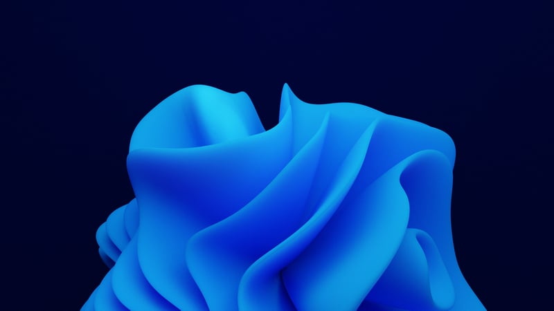 Blue abstract rose shape, Windows 11 style