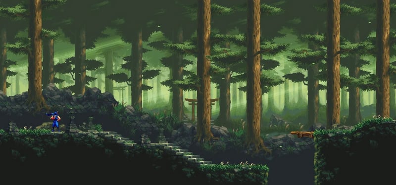 Ninja Gaiden pixel art of a forest path