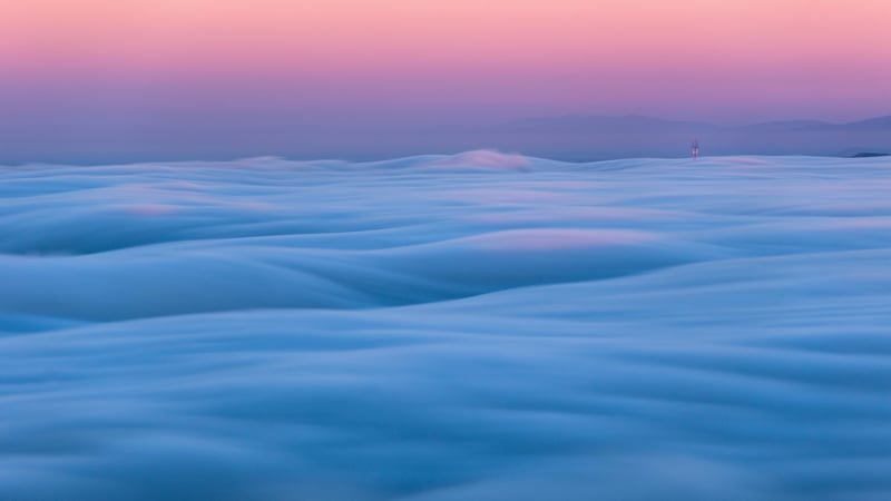 Sea of Clouds Over California Mountains at Sunrise
