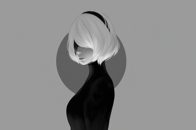 Nier: Automata 2B with short white hair