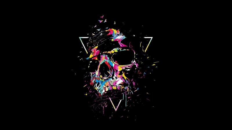 Colorful abstract skull with triangles