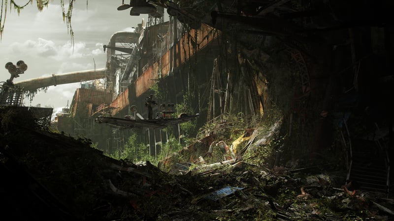 Garrys Mod post-apocalyptic overgrown industrial scene
