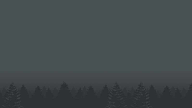 Minimalist illustration of a dark forest at dusk