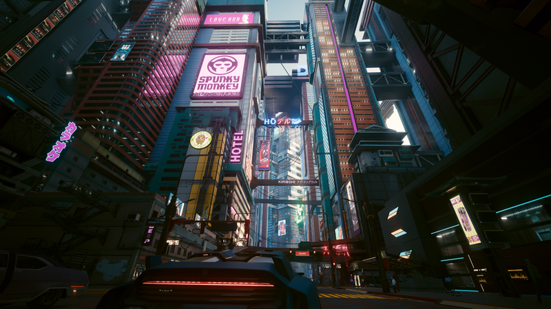 Cyberpunk 2077 Night City Skyscraper Neon Car