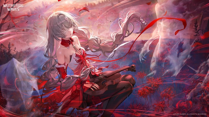 Phrolova from Wuthering Waves with a violin