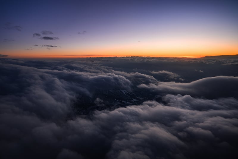 Aerial view of clouds at sunset