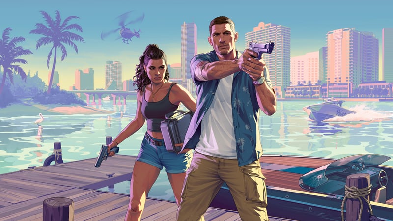 Grand Theft Auto VI artwork featuring Lucia and Jason