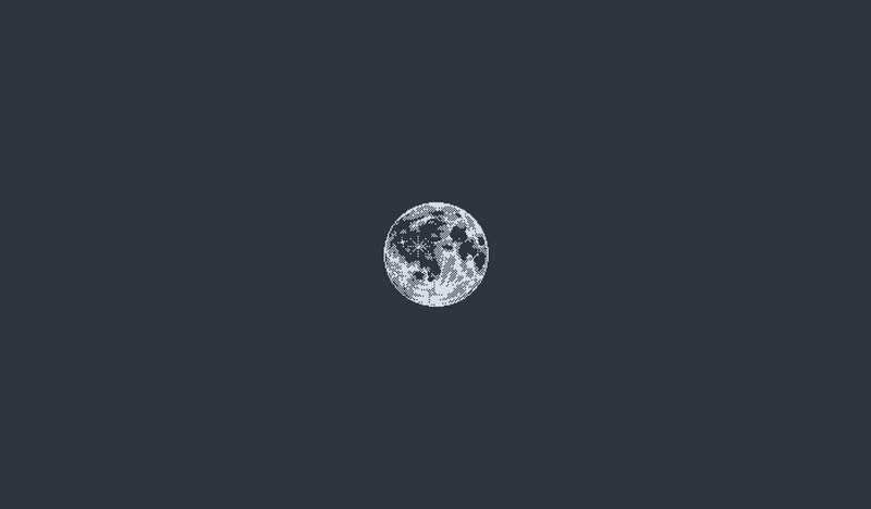 Pixel art moon on a dark background