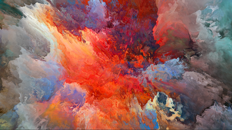 Explosion of Colorful Acrylic Paint Splashes