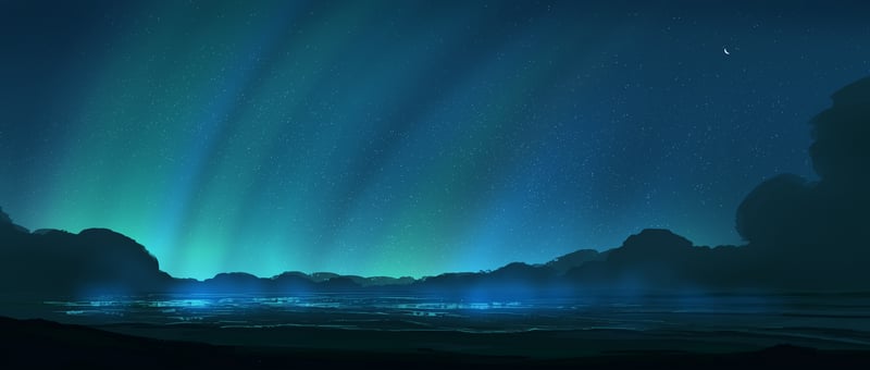 Aurora Borealis Over a Starry Landscape