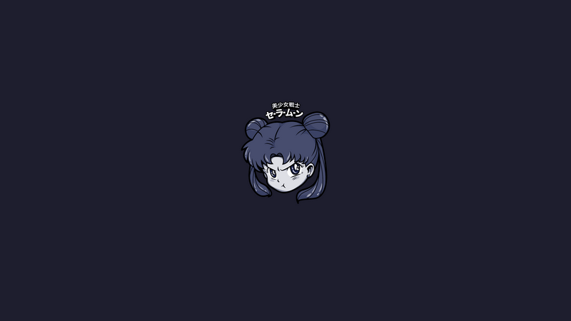 Sailor Moon anime girl face with Japanese text