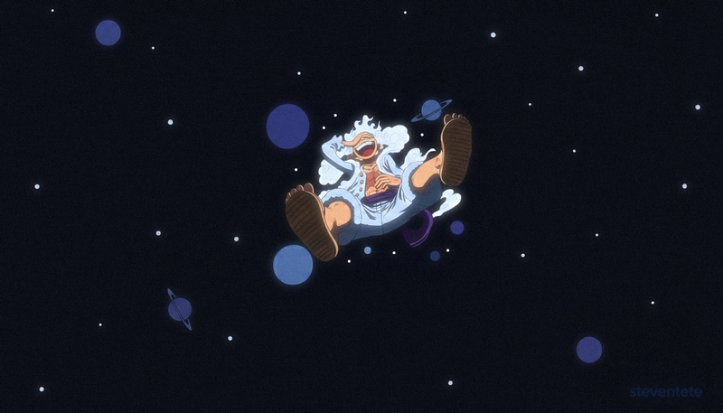 Monkey D. Luffy in Space with Planets